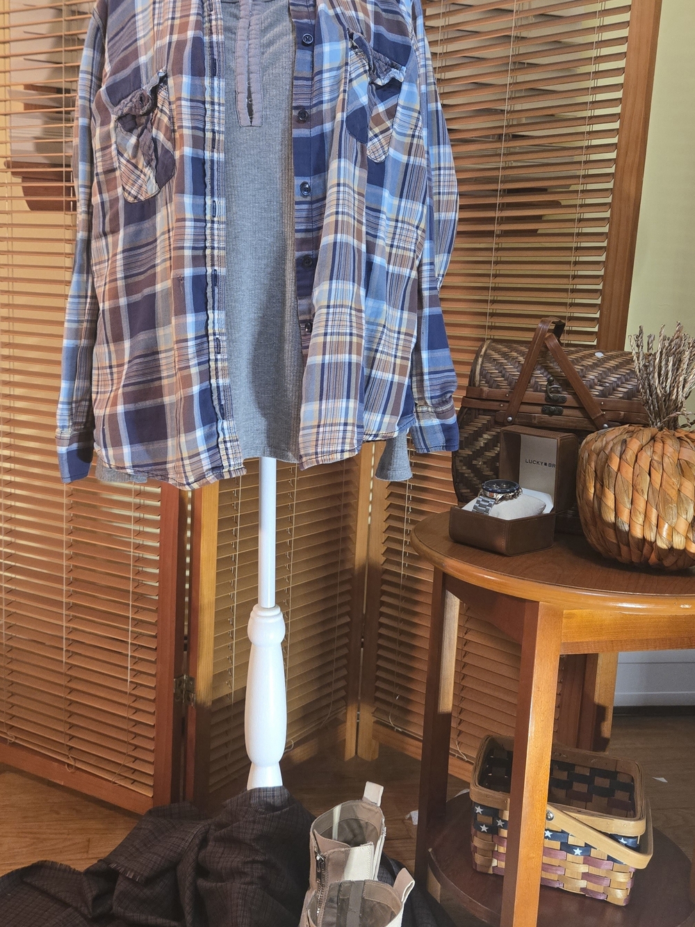 No Boundaries Blue Plaid Button Down Flannel Shirt Plus Size XL 16-18